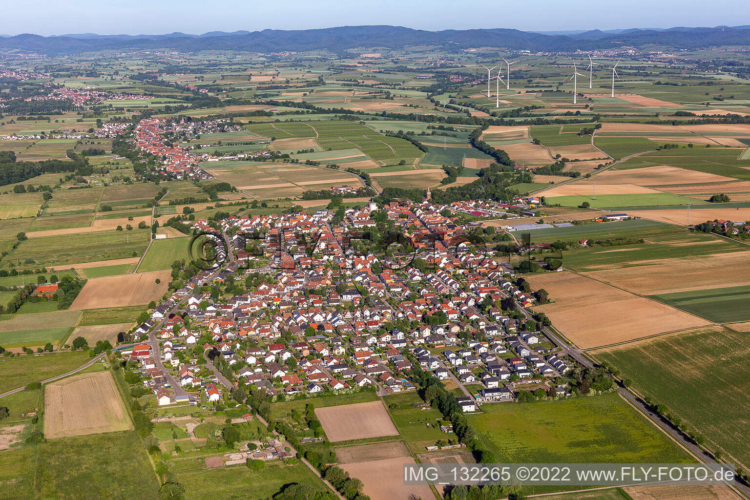 Minfeld im Bundesland Rheinland-Pfalz, Deutschland vom Flugzeug aus