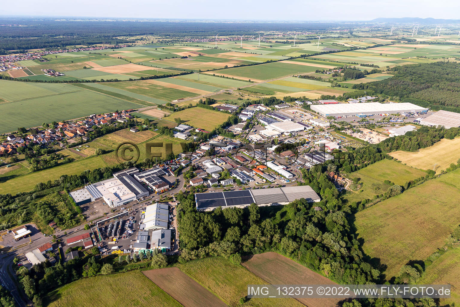 Gewerbegebiet Horst im Ortsteil Minderslachen in Kandel im Bundesland Rheinland-Pfalz, Deutschland aus der Luft