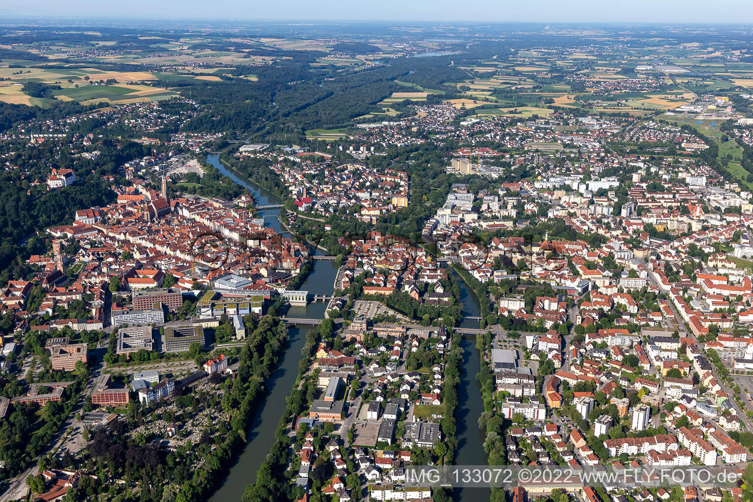 Luftaufnahme von Landshut im Bundesland Bayern, Deutschland