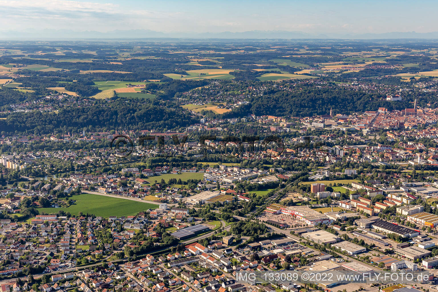 Landshut im Bundesland Bayern, Deutschland vom Flugzeug aus
