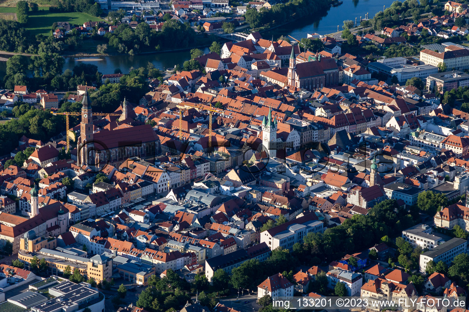 Altstadt von Straubing an der Donau im Bundesland Bayern, Deutschland