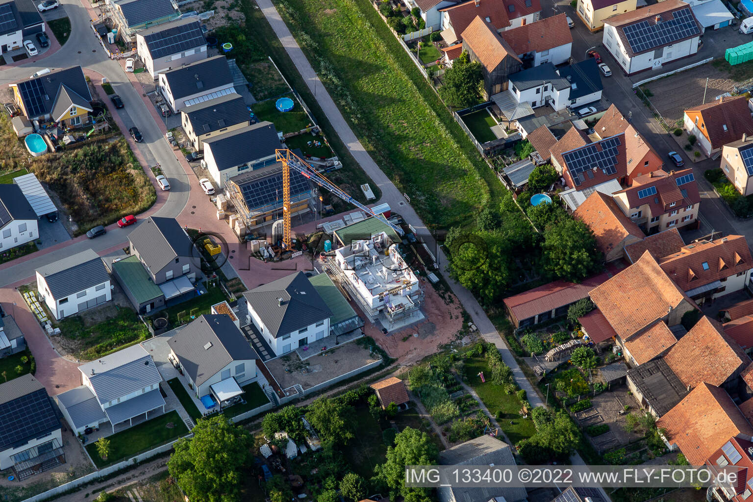 Luftaufnahme von Neubaugebiet Im Sandblatt in Hatzenbühl im Bundesland Rheinland-Pfalz, Deutschland