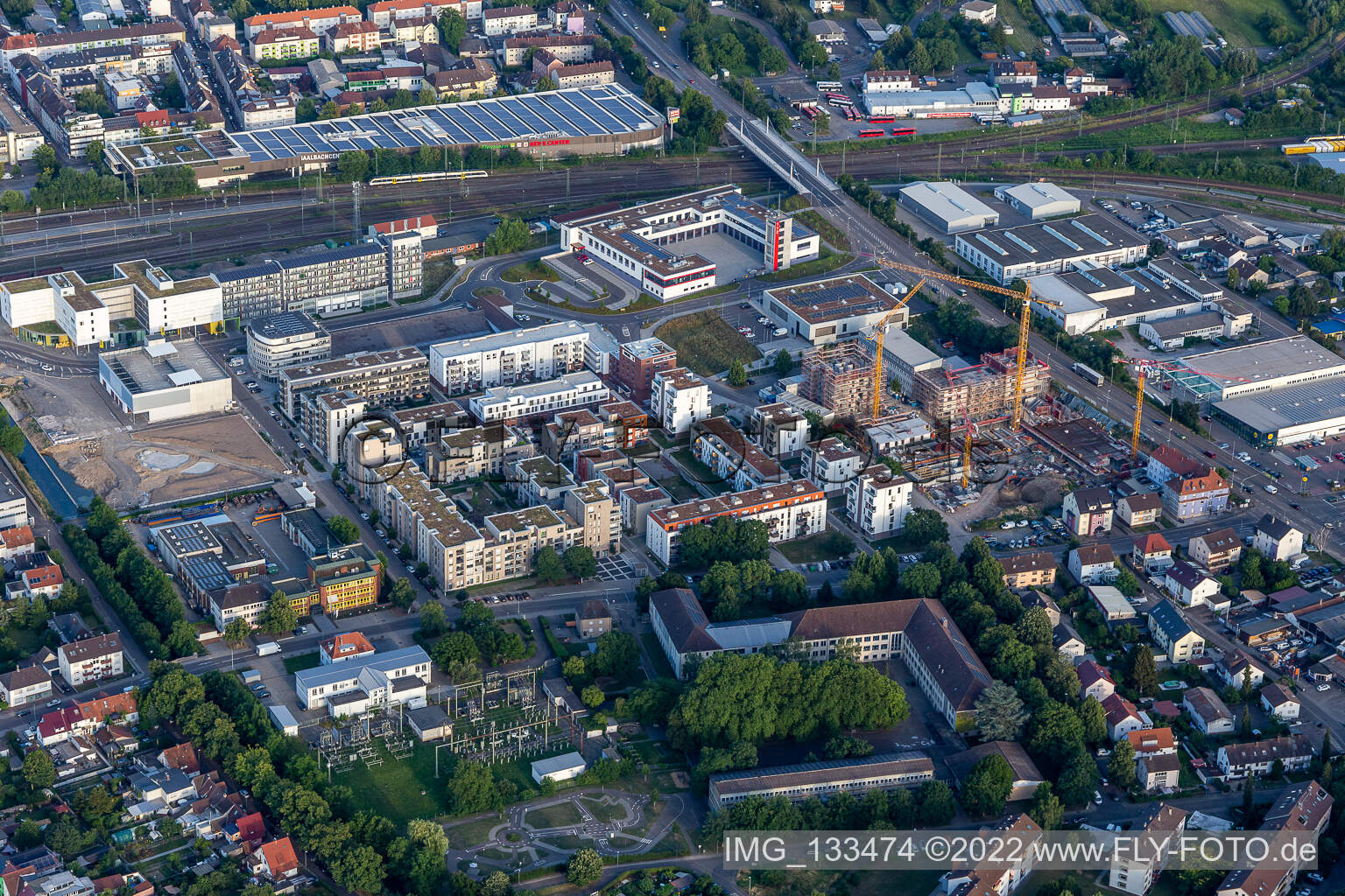 Luftbild von Bahnstadt in Bruchsal im Bundesland Baden-Württemberg, Deutschland