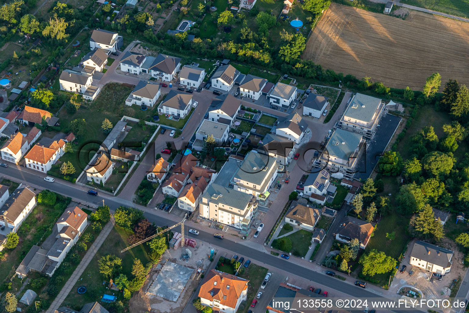 Luftbild von Neustadter Straße in Lingenfeld im Bundesland Rheinland-Pfalz, Deutschland