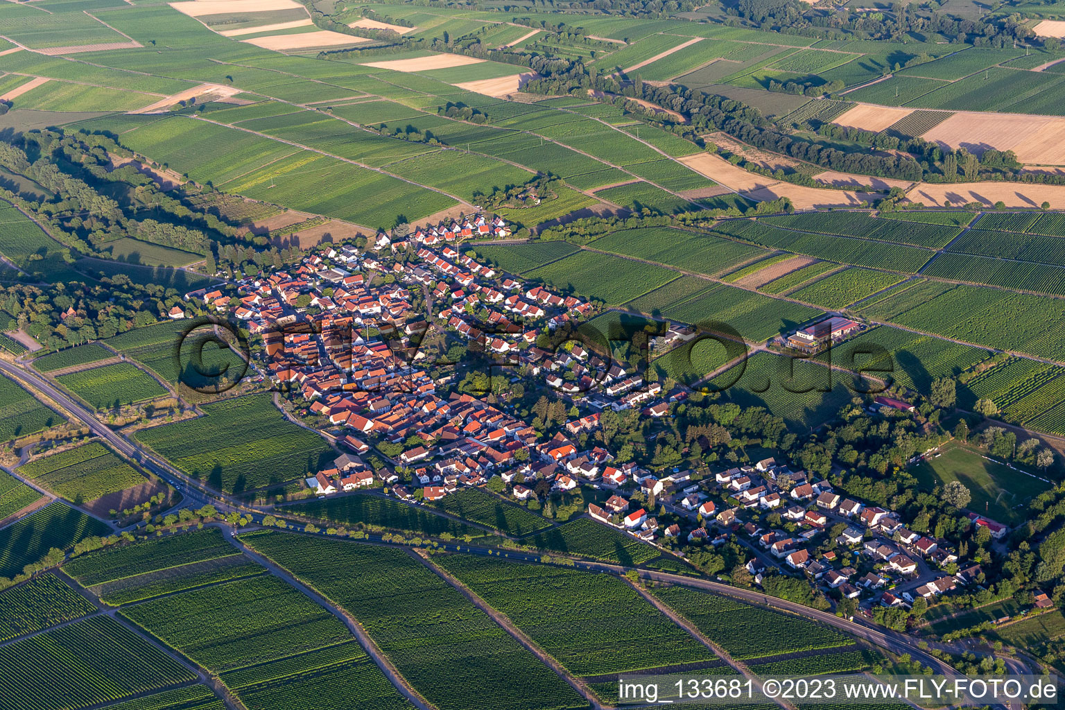 Luftbild von Ortsteil Wollmesheim in Landau in der Pfalz im Bundesland Rheinland-Pfalz, Deutschland