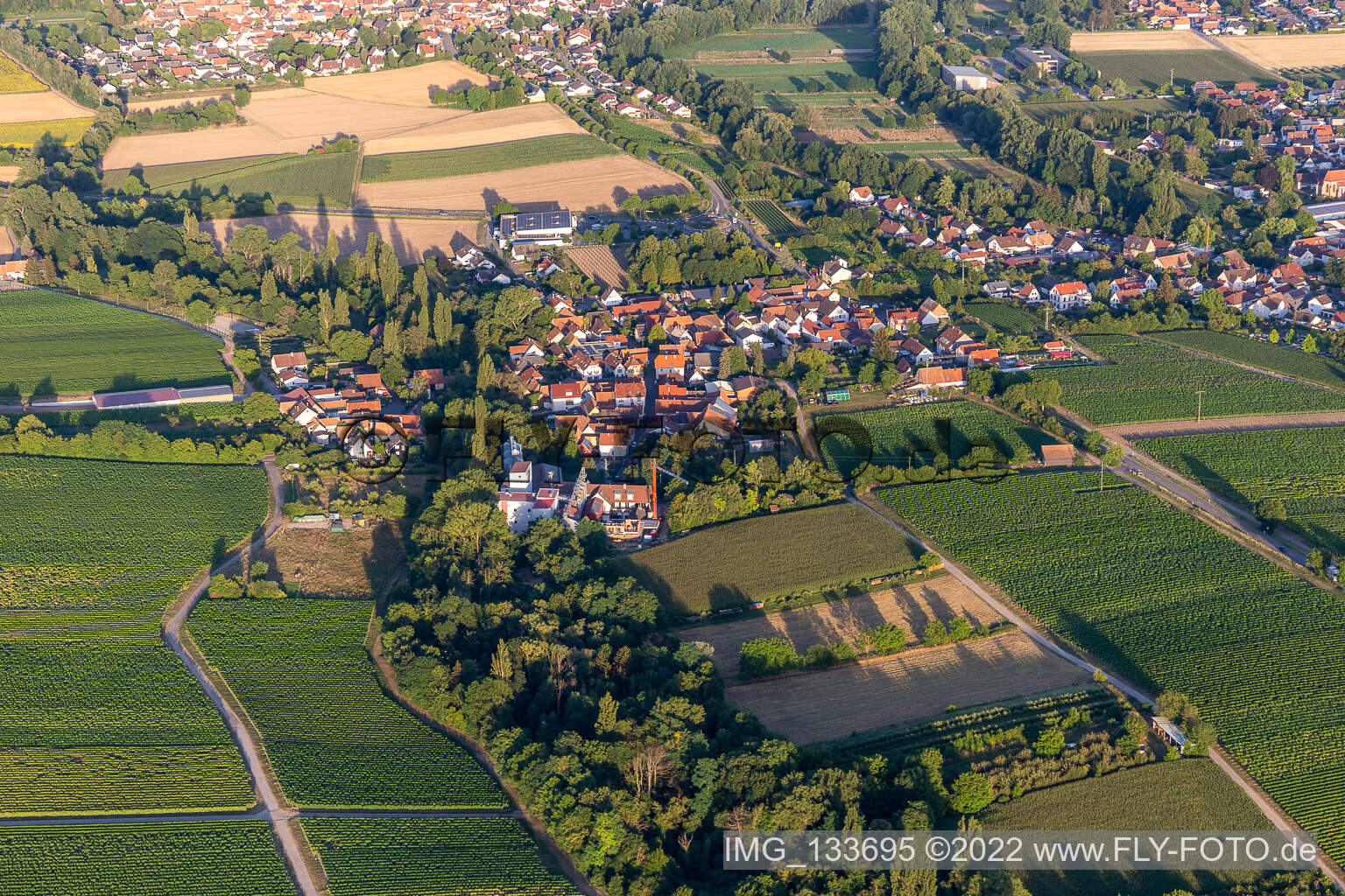 Ortsteil Ingenheim in Billigheim-Ingenheim im Bundesland Rheinland-Pfalz, Deutschland von oben