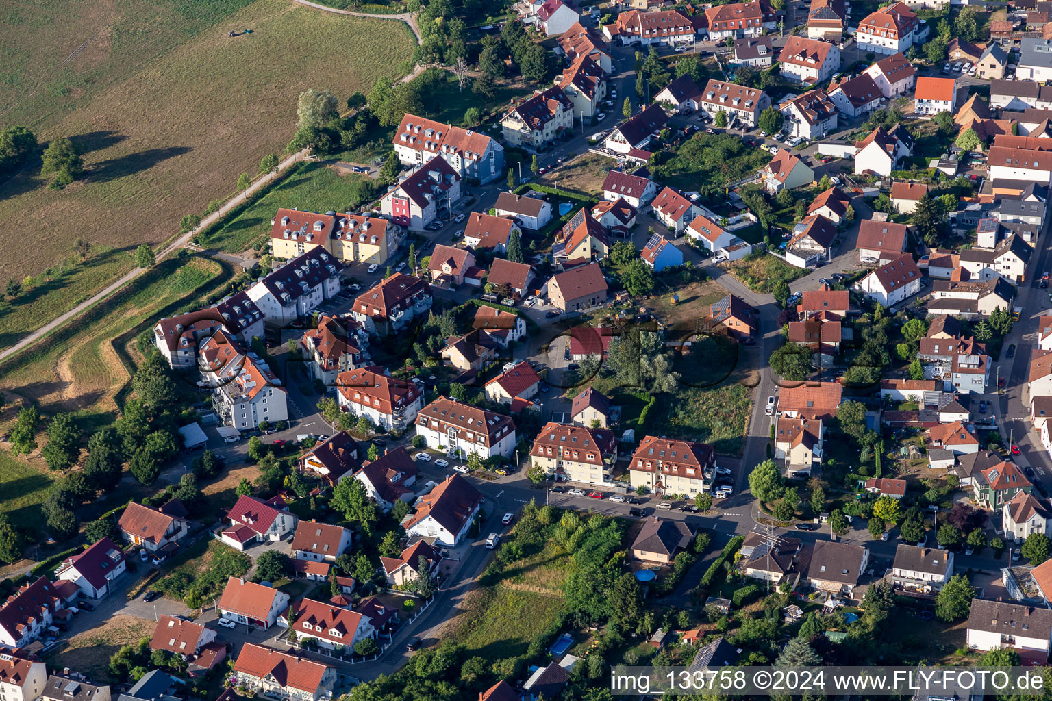 Ortsteil Maximiliansau in Wörth am Rhein im Bundesland Rheinland-Pfalz, Deutschland von oben gesehen