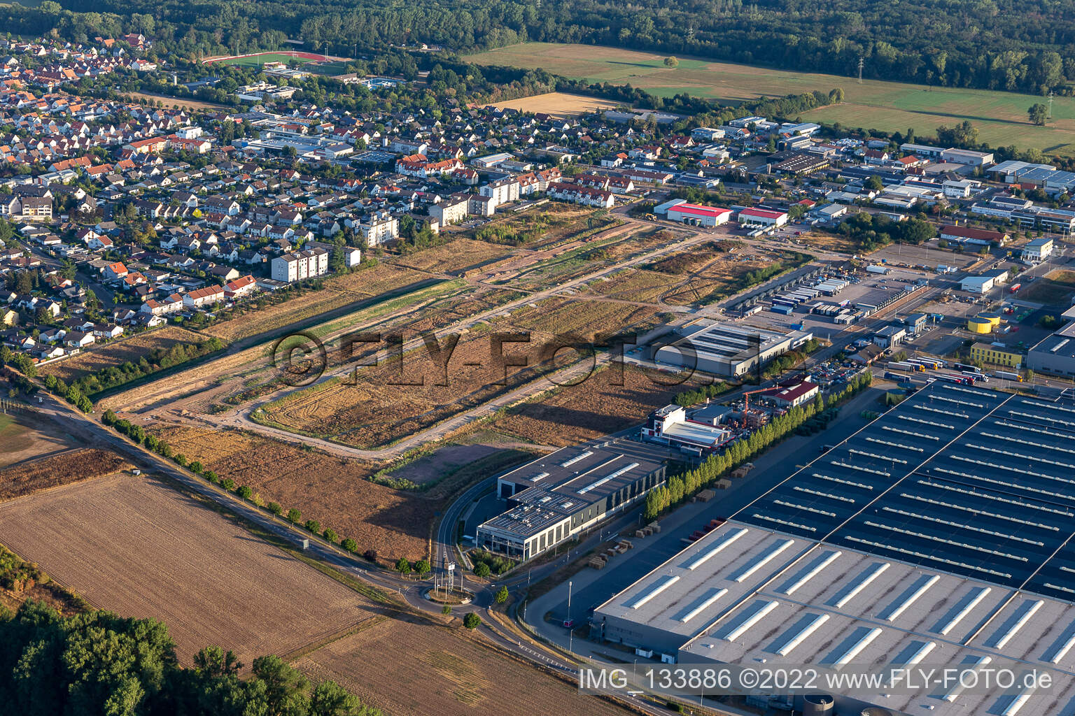 Luftbild von Erweiterungsfläche des Interpark in Offenbach an der Queich im Bundesland Rheinland-Pfalz, Deutschland