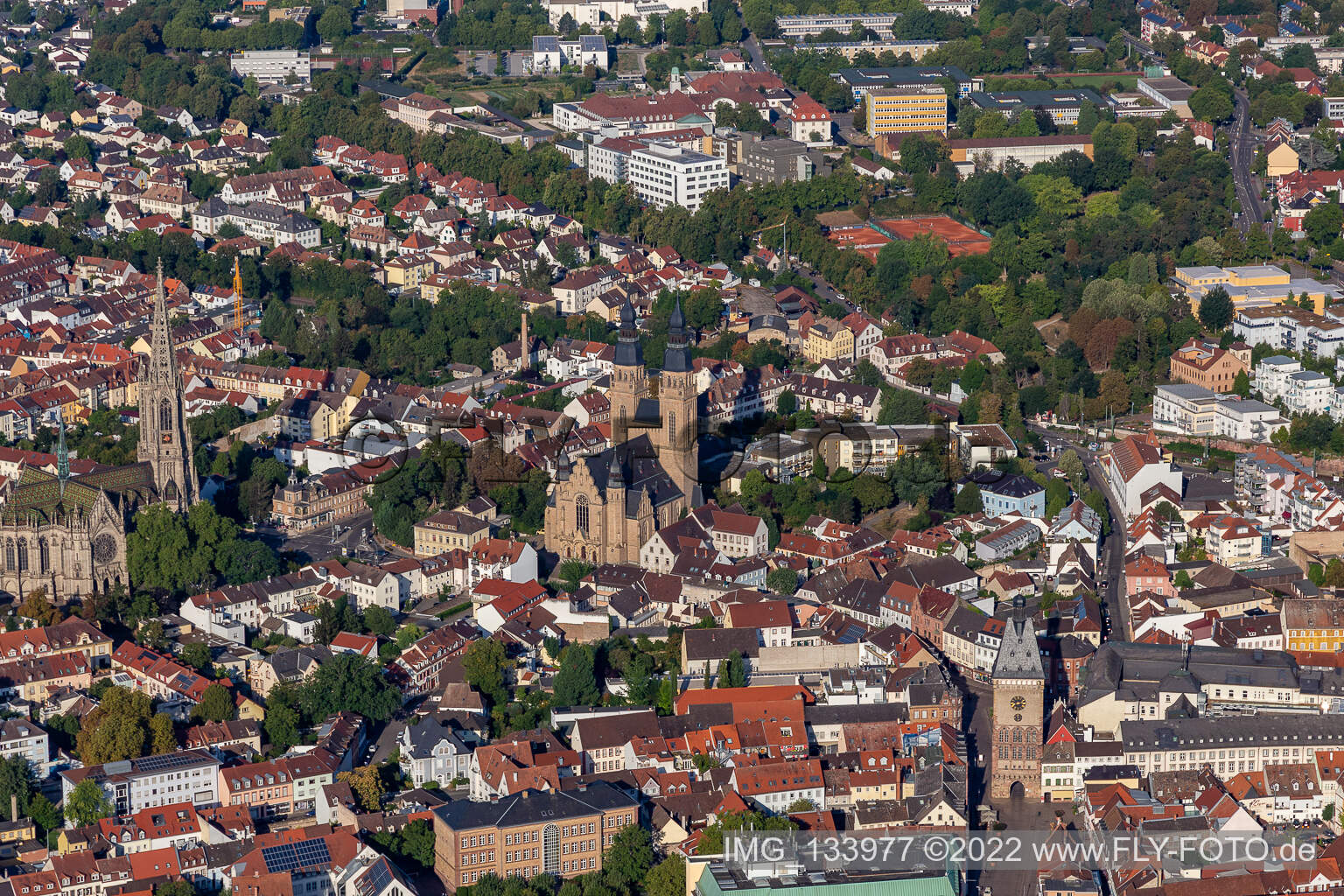 Luftbild von Gedächtniskirche der Protestation und  St. Joseph in Speyer im Bundesland Rheinland-Pfalz, Deutschland