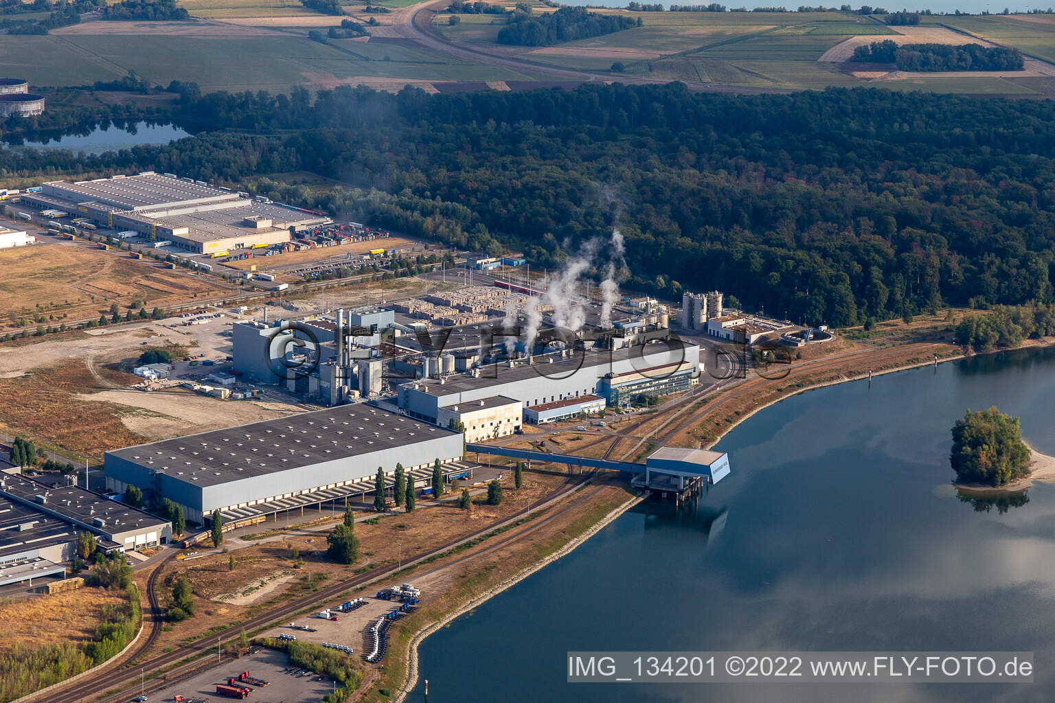 Papierfabrik Palm GmbH & Co. KG | Werk Wörth am Rhein im Bundesland Rheinland-Pfalz, Deutschland von oben
