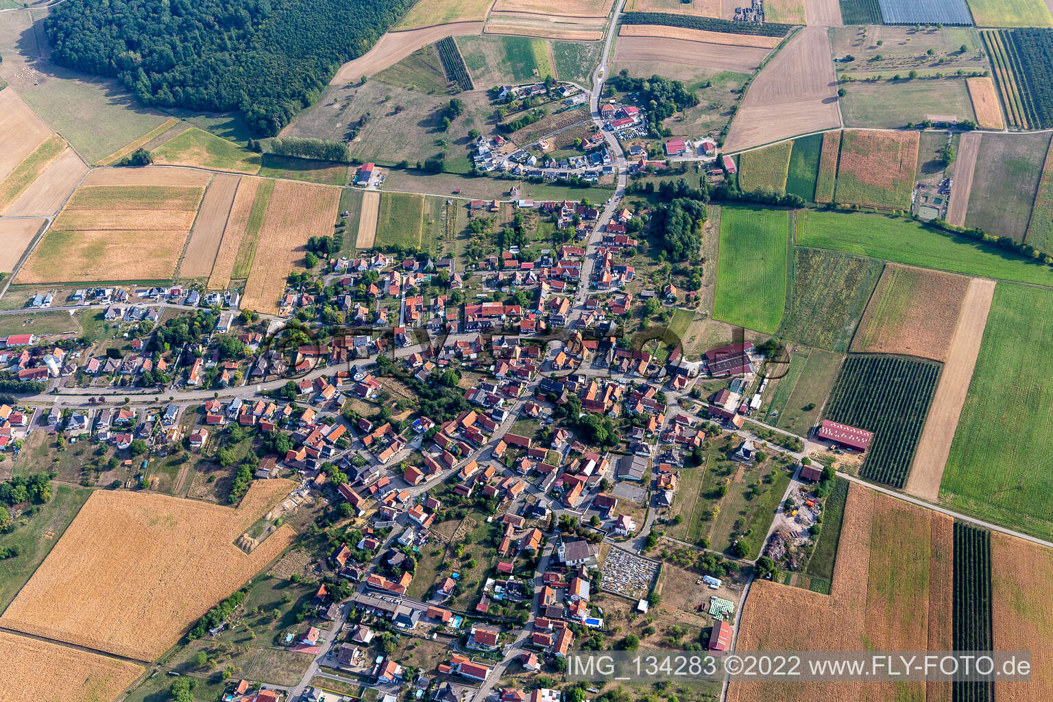 Schœnenbourg im Bundesland Bas-Rhin, Frankreich aus der Luft betrachtet