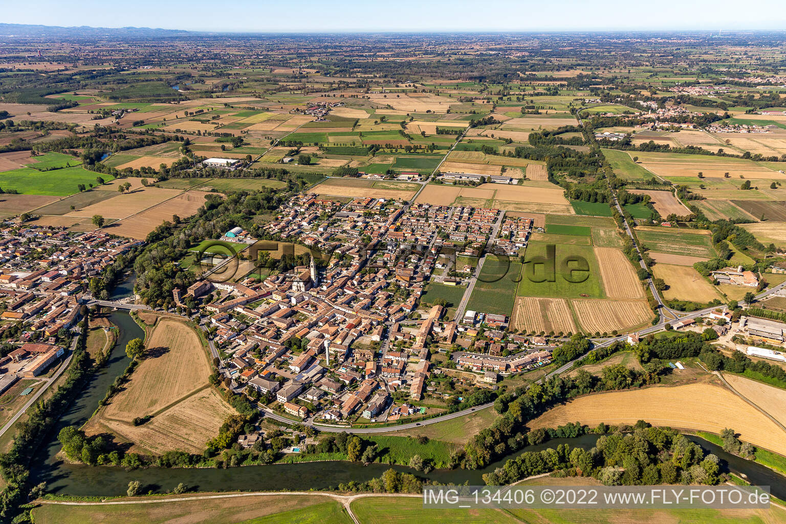 Luftaufnahme von Montodine im Bundesland Cremona, Italien