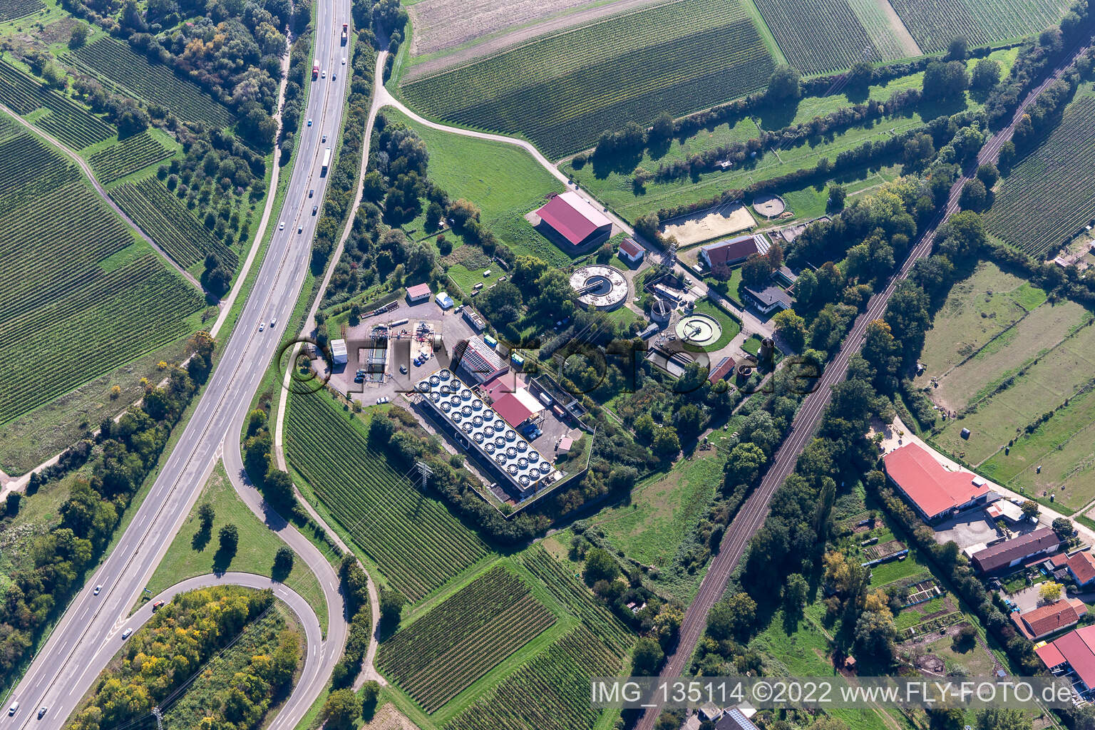Luftaufnahme von Geothermiekraftwerk Insheim mit Lithiumgewinnung im Bundesland Rheinland-Pfalz, Deutschland