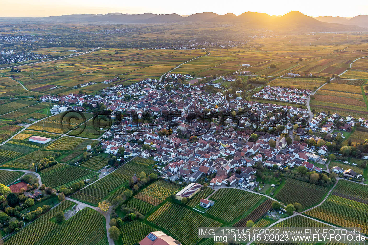 Ortsteil Nußdorf in Landau in der Pfalz im Bundesland Rheinland-Pfalz, Deutschland aus der Luft betrachtet
