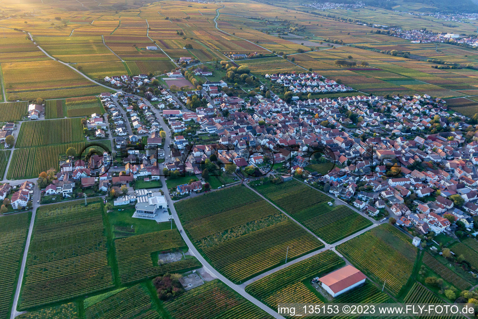 Drohnenbild von Ortsteil Nußdorf in Landau in der Pfalz im Bundesland Rheinland-Pfalz, Deutschland