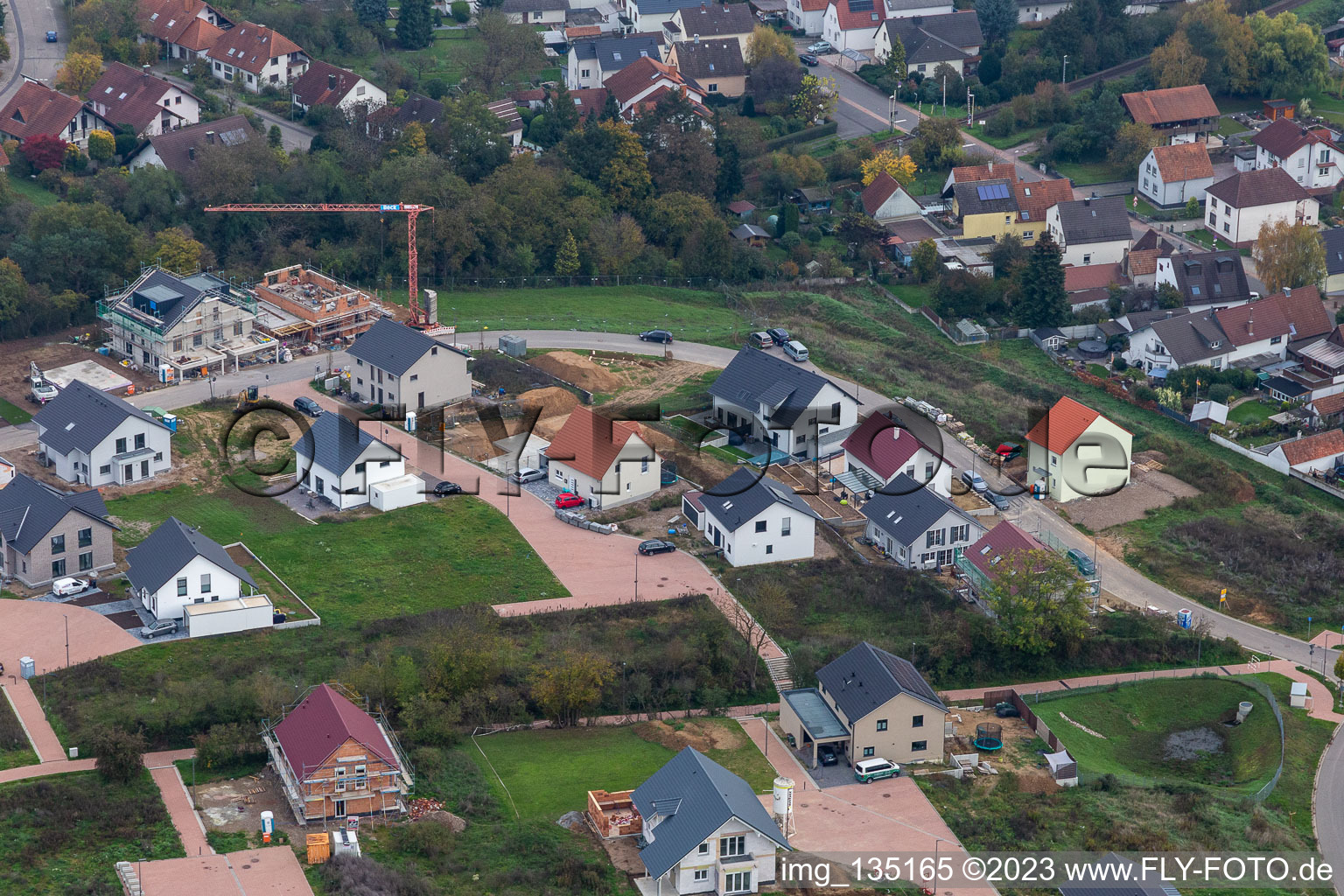 Neubaugebiet K2 in Kandel im Bundesland Rheinland-Pfalz, Deutschland vom Flugzeug aus
