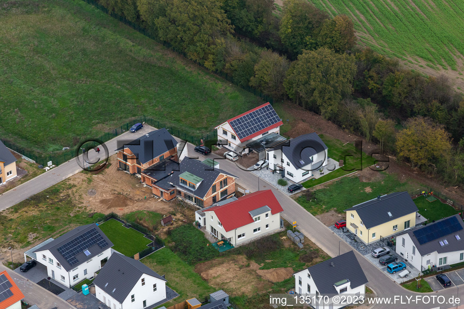 Neubaugebiet K2 in Kandel im Bundesland Rheinland-Pfalz, Deutschland aus der Drohnenperspektive