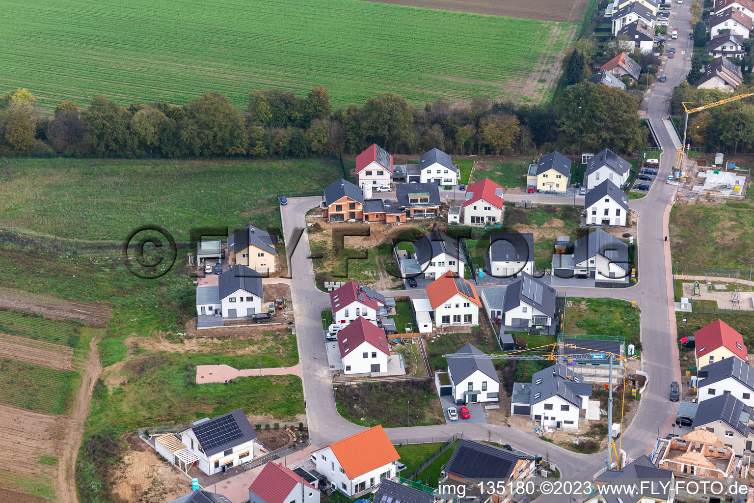 Neubaugebiet K2 in Kandel im Bundesland Rheinland-Pfalz, Deutschland vom Flugzeug aus