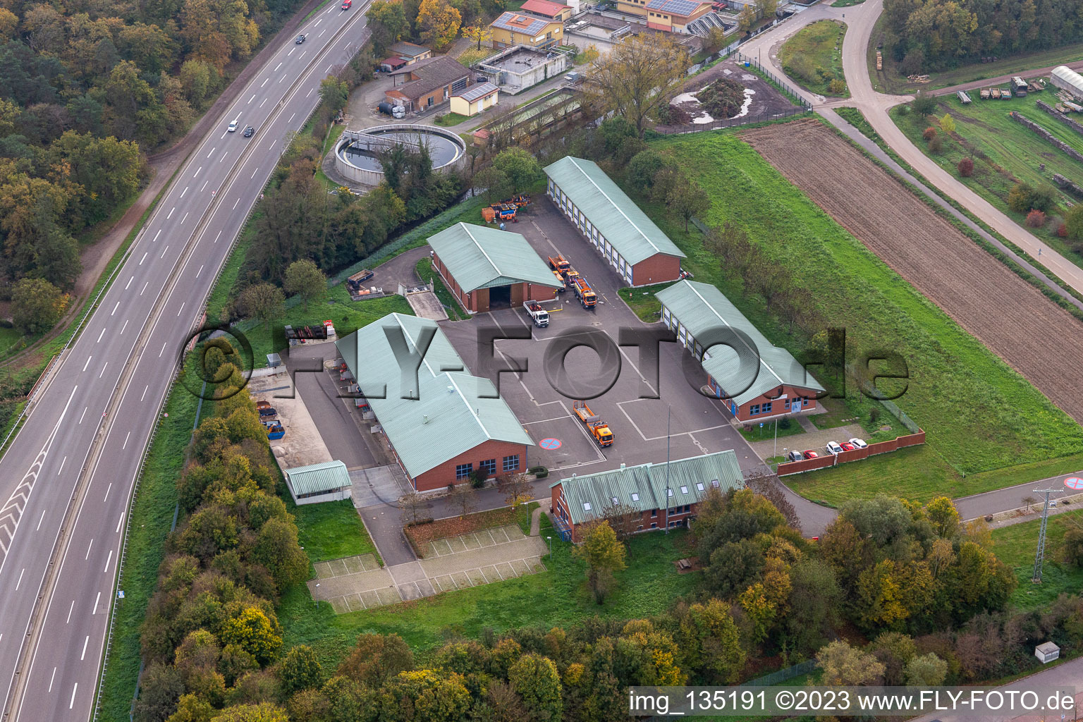 Luftbild von Autobahnmeisterei in Kandel im Bundesland Rheinland-Pfalz, Deutschland