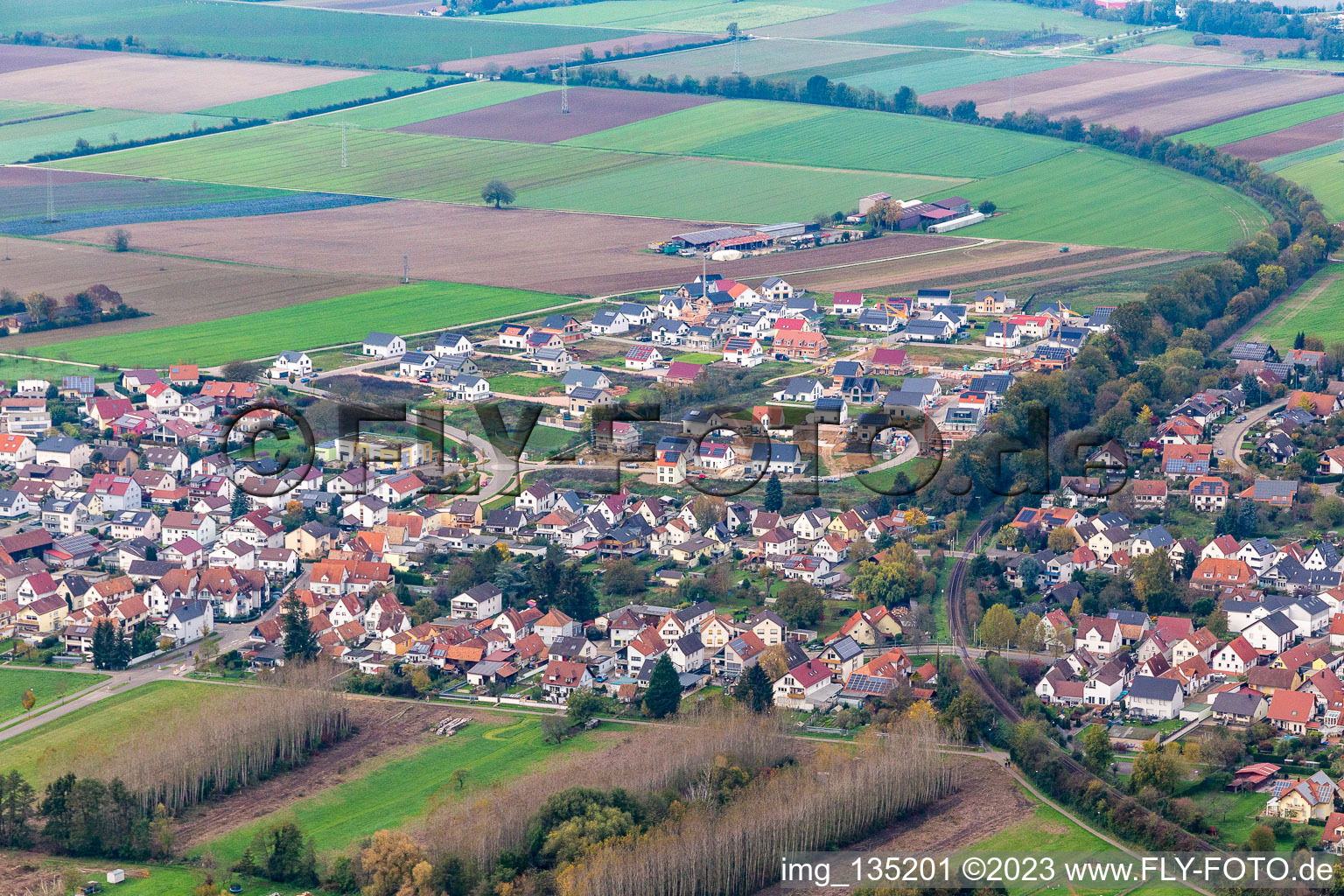 Neubaugebiet K2 in Kandel im Bundesland Rheinland-Pfalz, Deutschland aus der Luft betrachtet