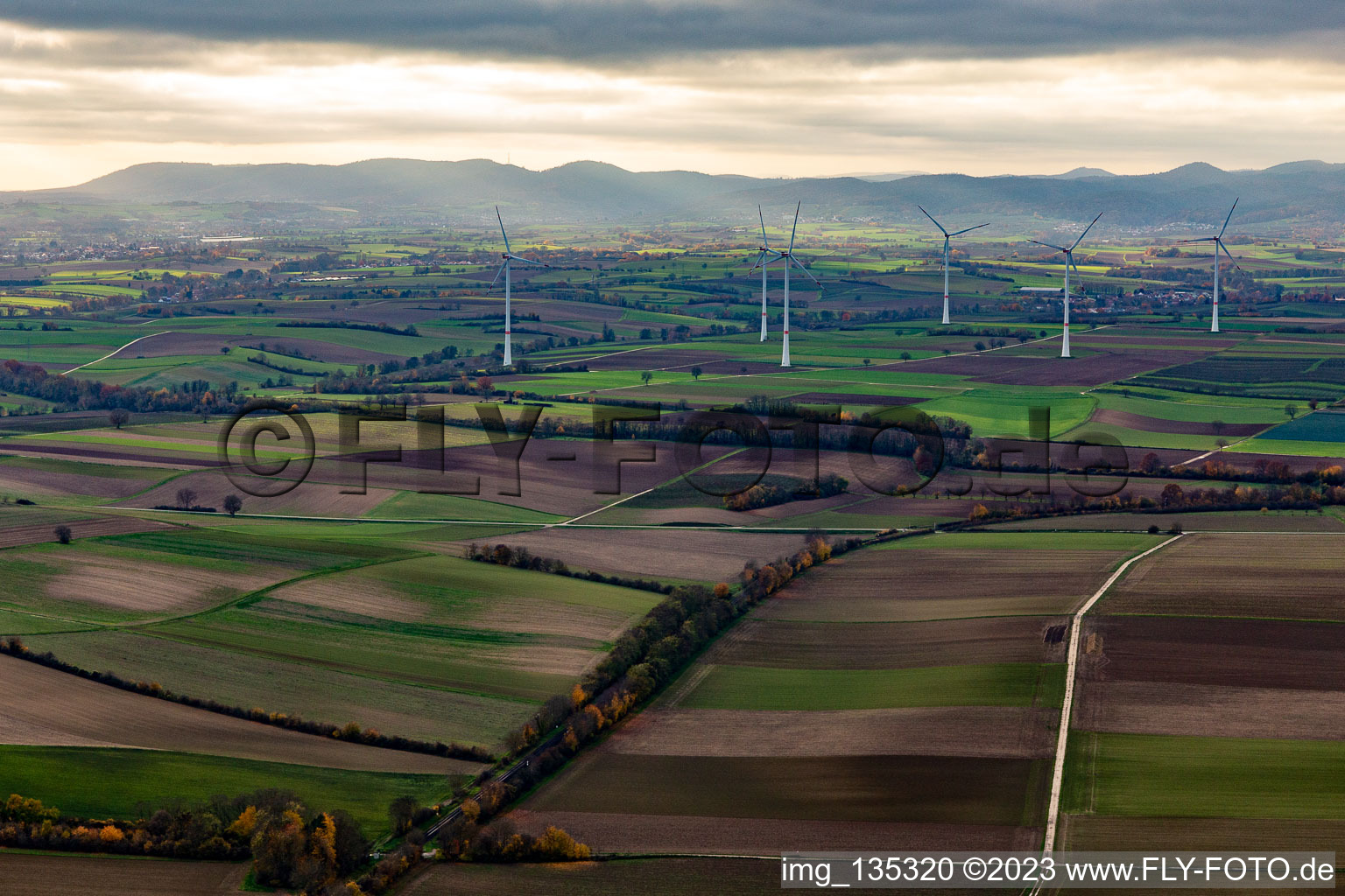 Luftbild von Windpark Freckenfeld im Bundesland Rheinland-Pfalz, Deutschland