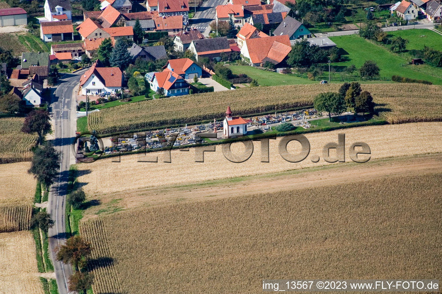 Drohnenaufname von Salmbach im Bundesland Bas-Rhin, Frankreich