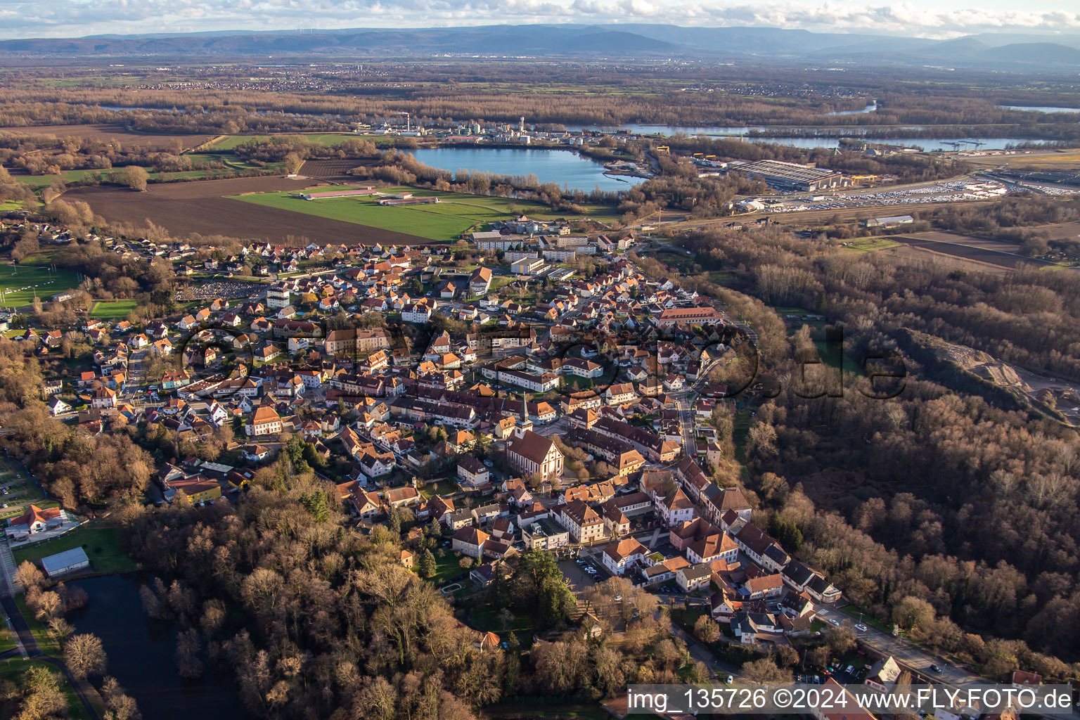 Lauterbourg im Bundesland Bas-Rhin, Frankreich vom Flugzeug aus