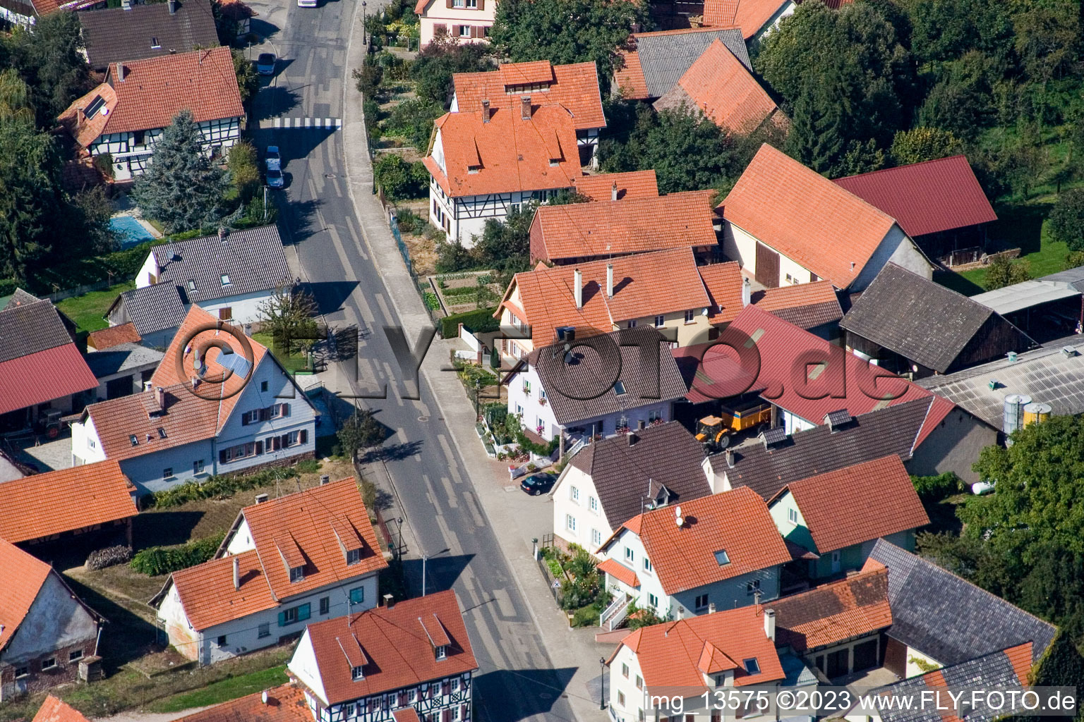 Luftaufnahme von Salmbach im Bundesland Bas-Rhin, Frankreich