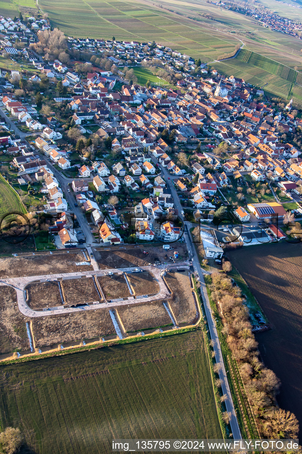 Luftbild von Erschließung Neubaugebiet Impflinger Straße im Ortsteil Mörzheim in Landau in der Pfalz im Bundesland Rheinland-Pfalz, Deutschland