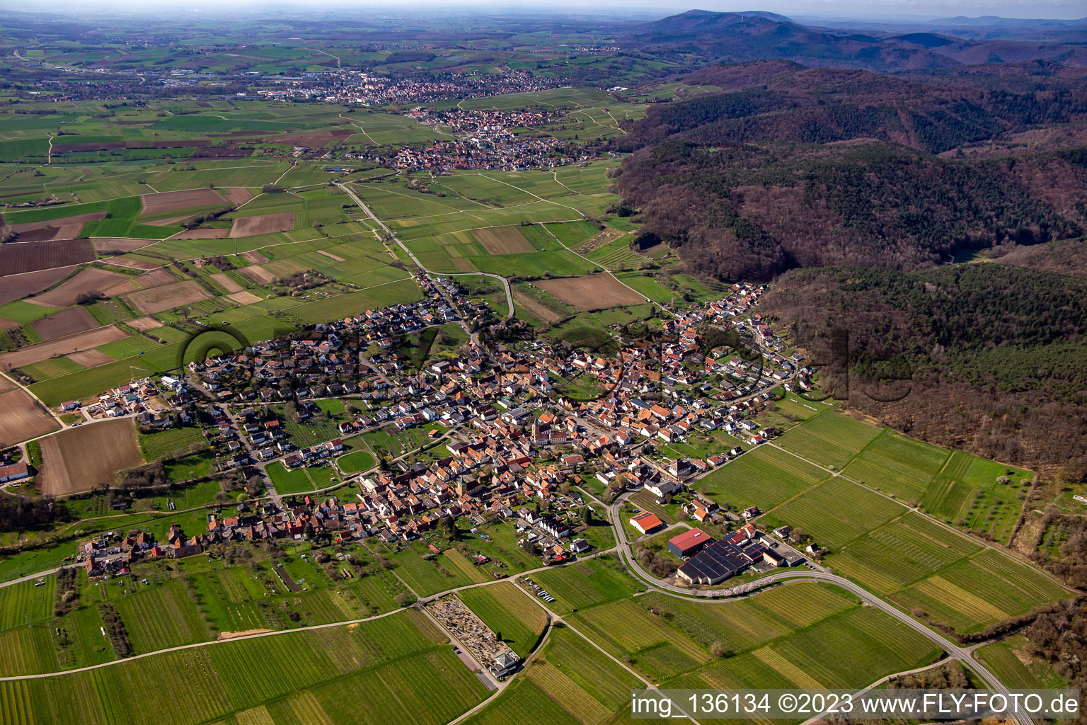 Luftbild von Von Nordosten in Oberotterbach im Bundesland Rheinland-Pfalz, Deutschland