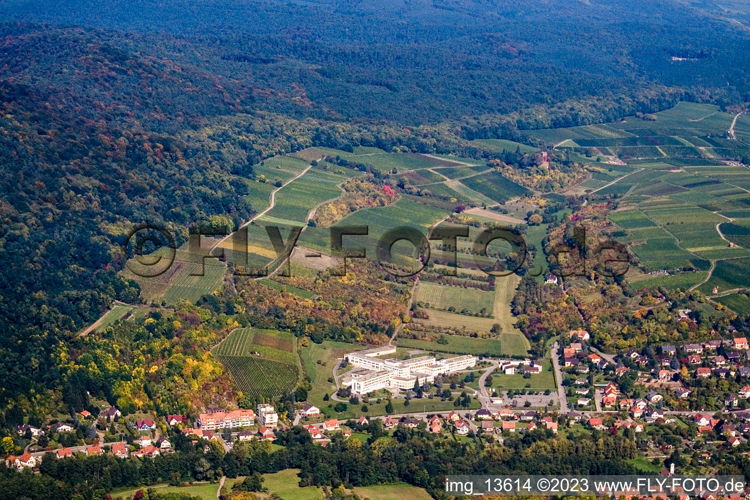 Luftbild von Wissembourg, Sonnenberg nach Schweigen im Bundesland Bas-Rhin, Frankreich