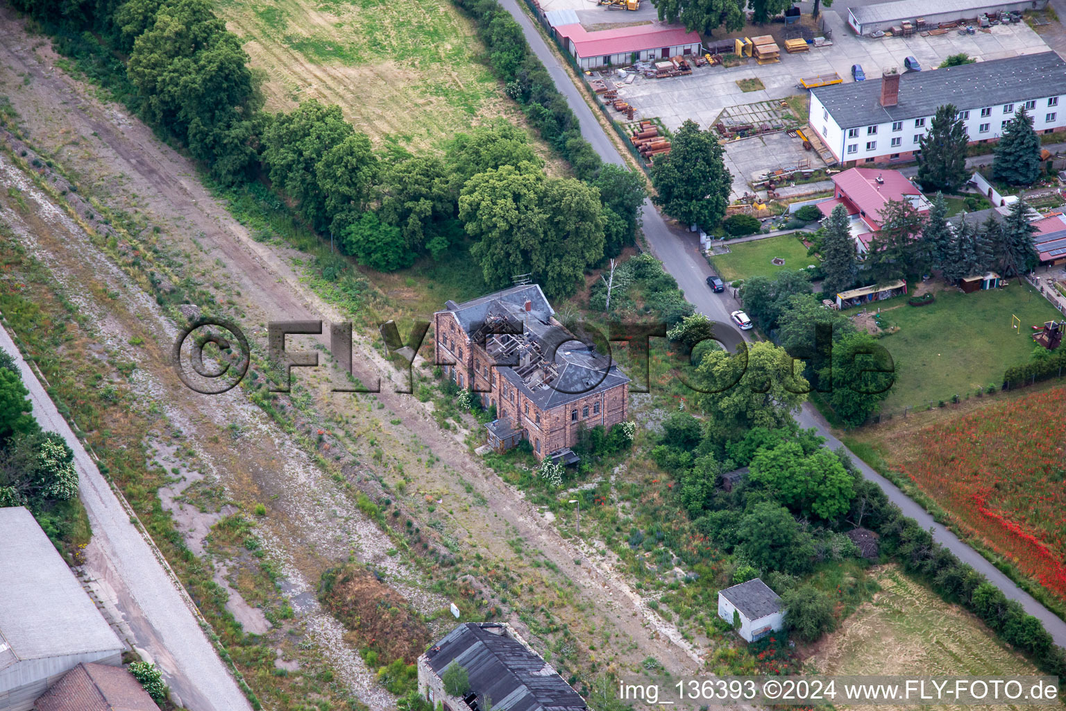 Luftbild von Ruine an der Vater-Jahn-Straße im Ortsteil Ermsleben in Falkenstein im Bundesland Sachsen-Anhalt, Deutschland