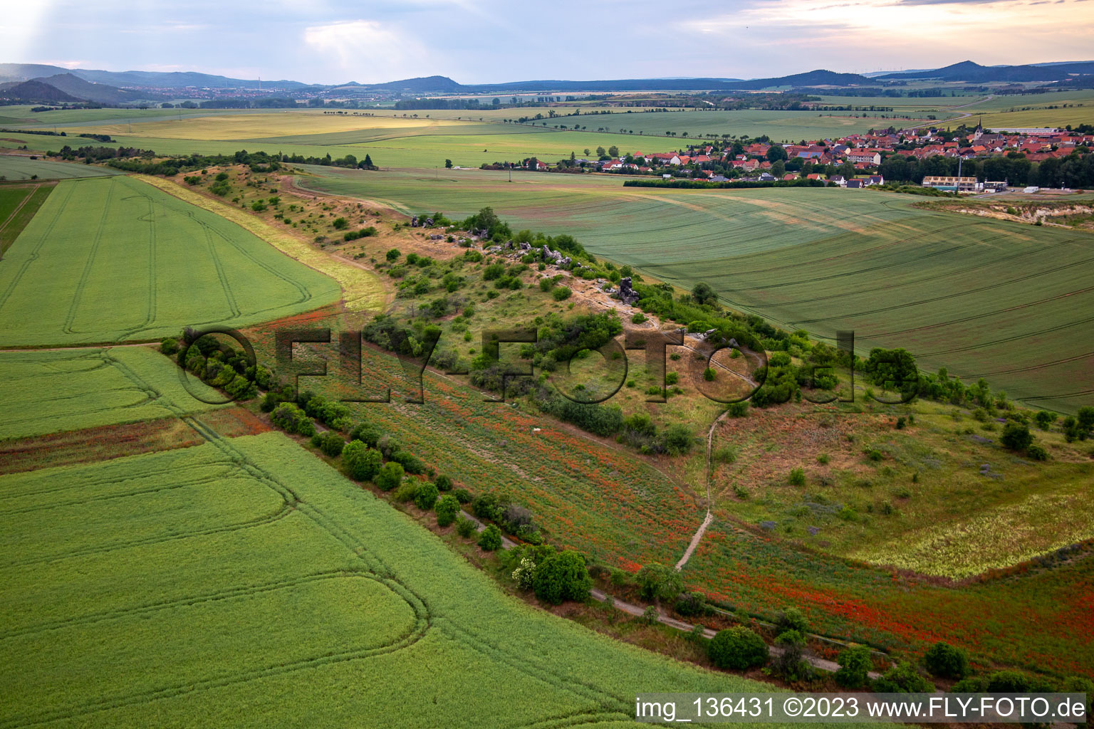Luftaufnahme von Warnstedter Teufelsmauer in Thale im Bundesland Sachsen-Anhalt, Deutschland