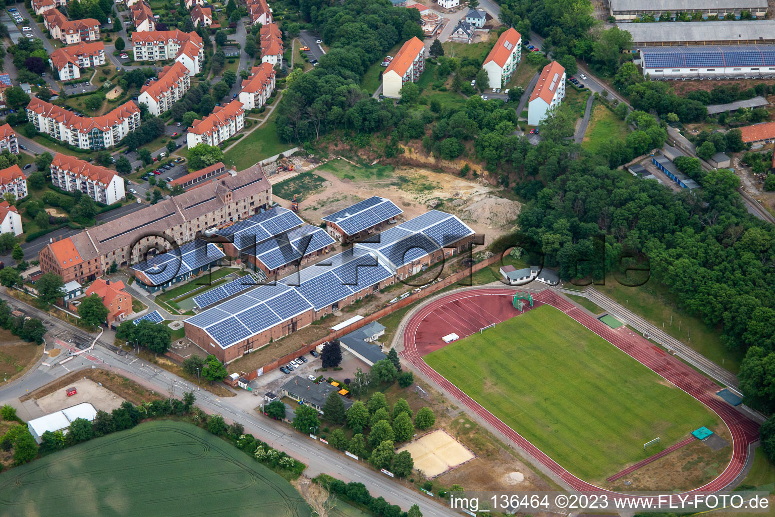 Sportplatz am Moorberg und Wolff Energy Group in Quedlinburg im Bundesland Sachsen-Anhalt, Deutschland