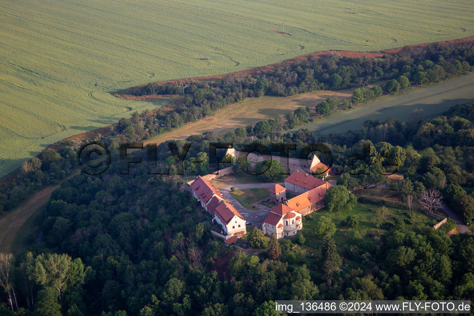 Schrägluftbild von Konradsburg im Ortsteil Ermsleben in Falkenstein im Bundesland Sachsen-Anhalt, Deutschland