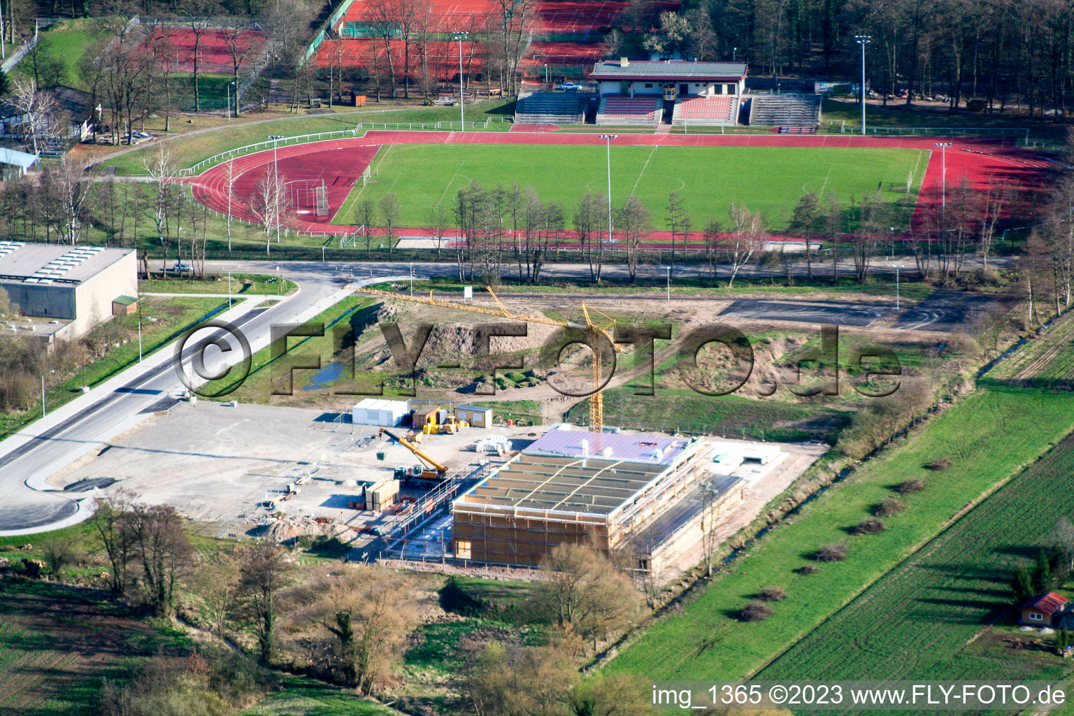Luftaufnahme von Kandel Baustelle Mehrzweckhalle im Bundesland Rheinland-Pfalz, Deutschland