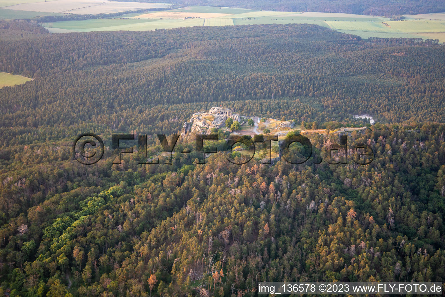 Luftbild von Burg und Festung Regenstein in Blankenburg im Bundesland Sachsen-Anhalt, Deutschland
