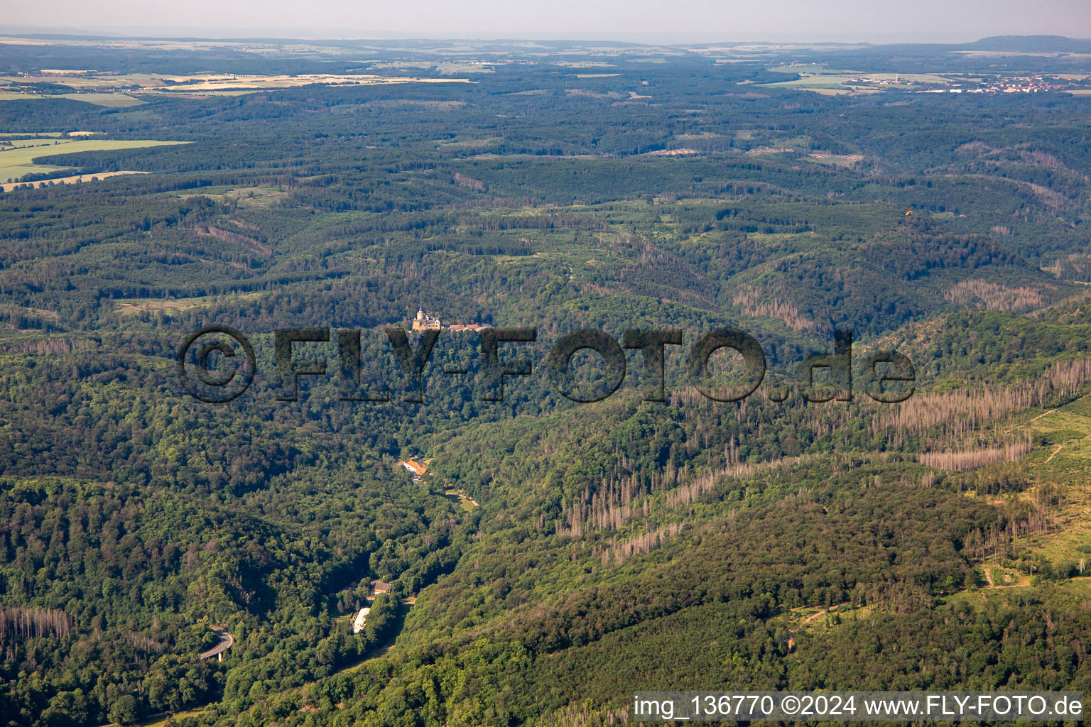 Burg Falkenstein (Harz) und Senketal im Ortsteil Pansfelde im Bundesland Sachsen-Anhalt, Deutschland