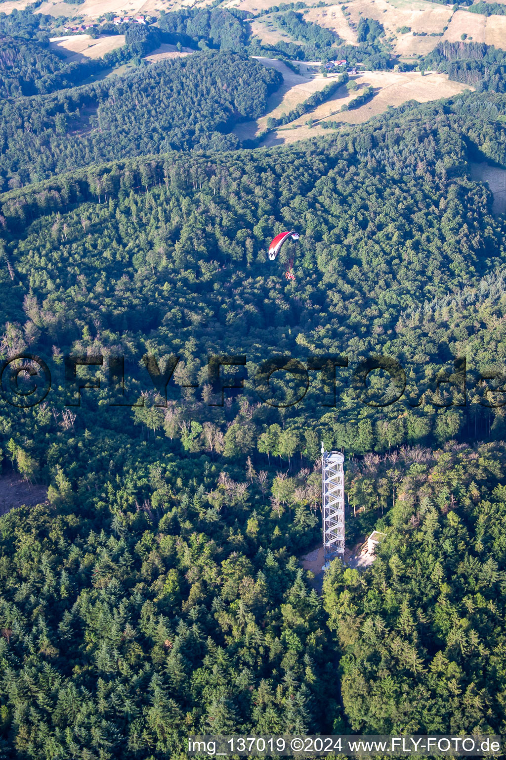 Luftaufnahme von Trommturm Rimbach im Ortsteil Zotzenbach im Bundesland Hessen, Deutschland