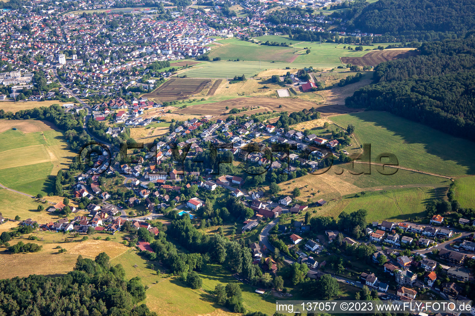 Erbach im Bundesland Hessen, Deutschland von oben gesehen