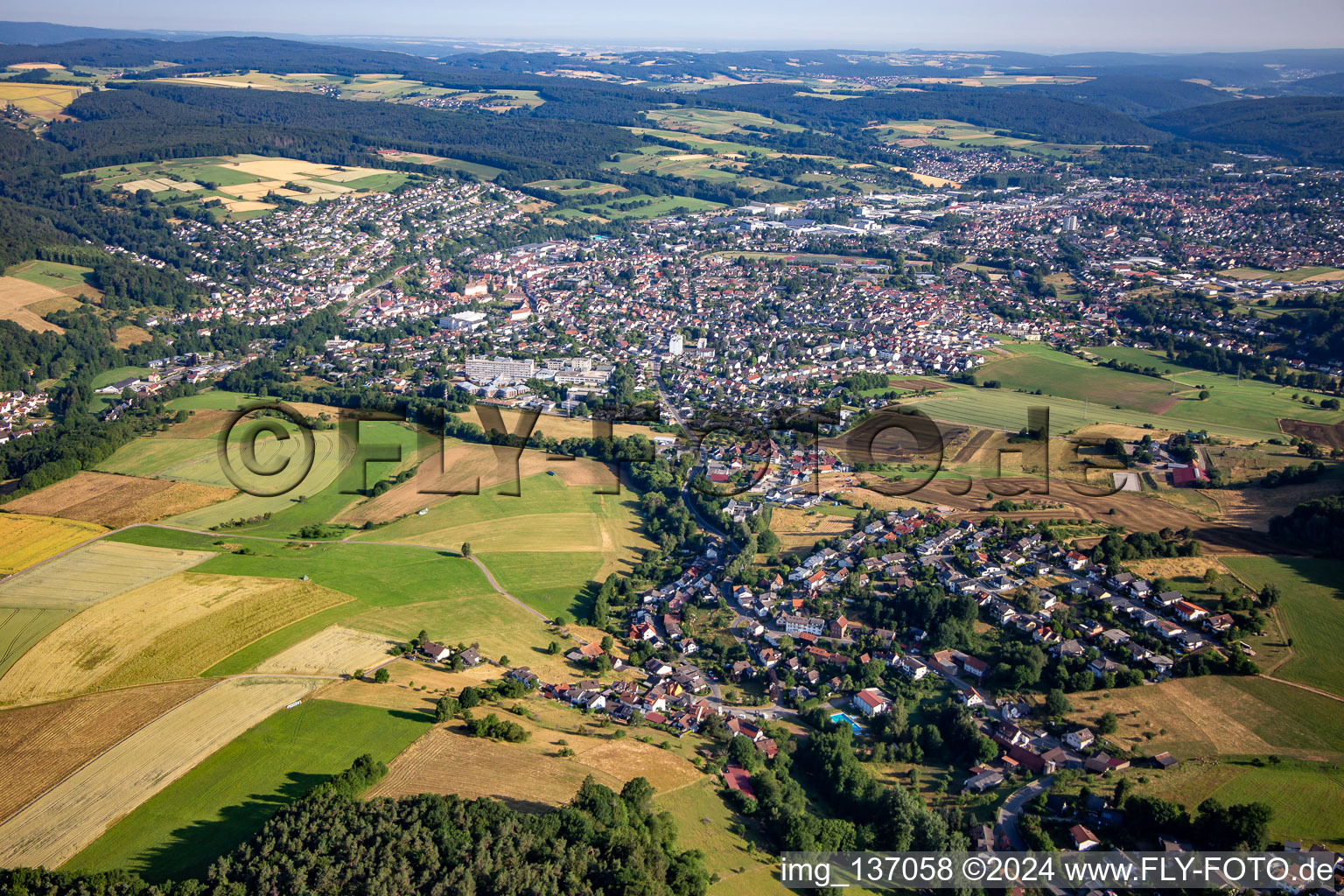 Luftbild von Erbach von Süden im Bundesland Hessen, Deutschland