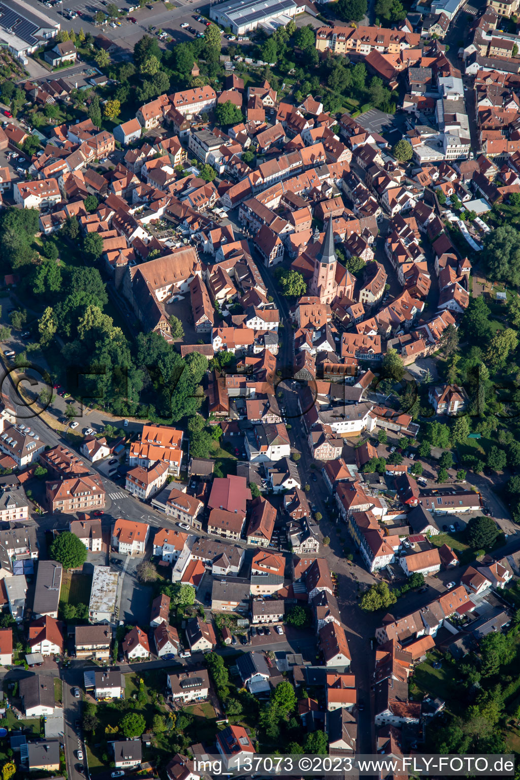 Luftbild von Historische Altstadt Braunstraße von S0 in Michelstadt im Bundesland Hessen, Deutschland
