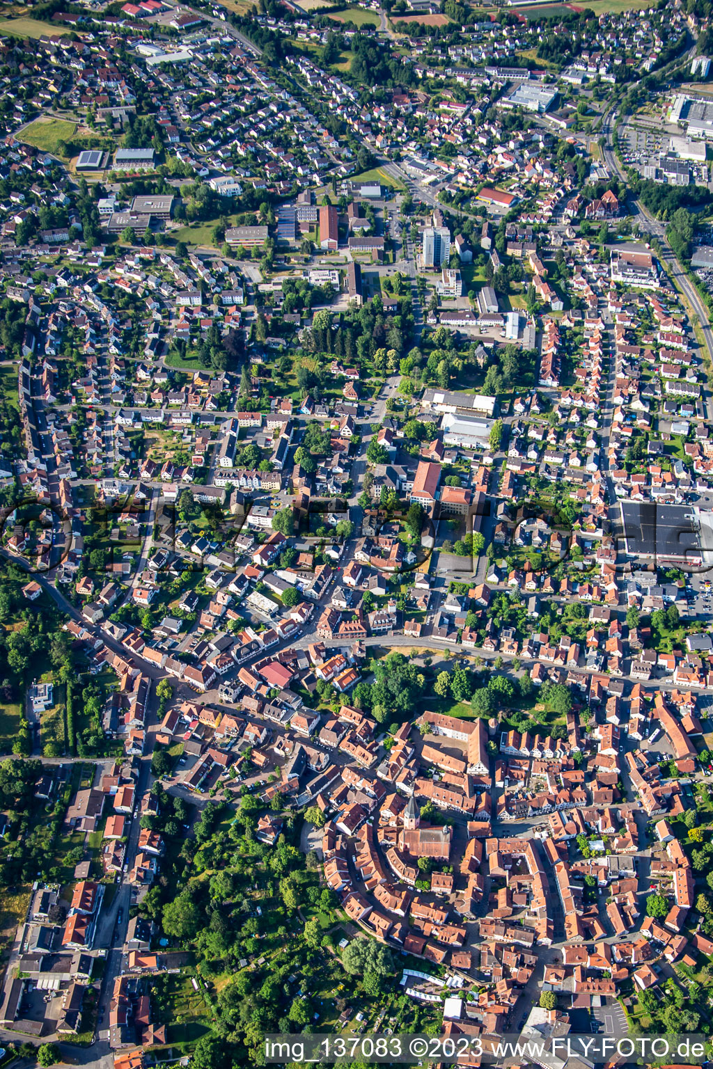 Luftbild von Übersicht von Norden im Ortsteil Stockheim in Michelstadt im Bundesland Hessen, Deutschland