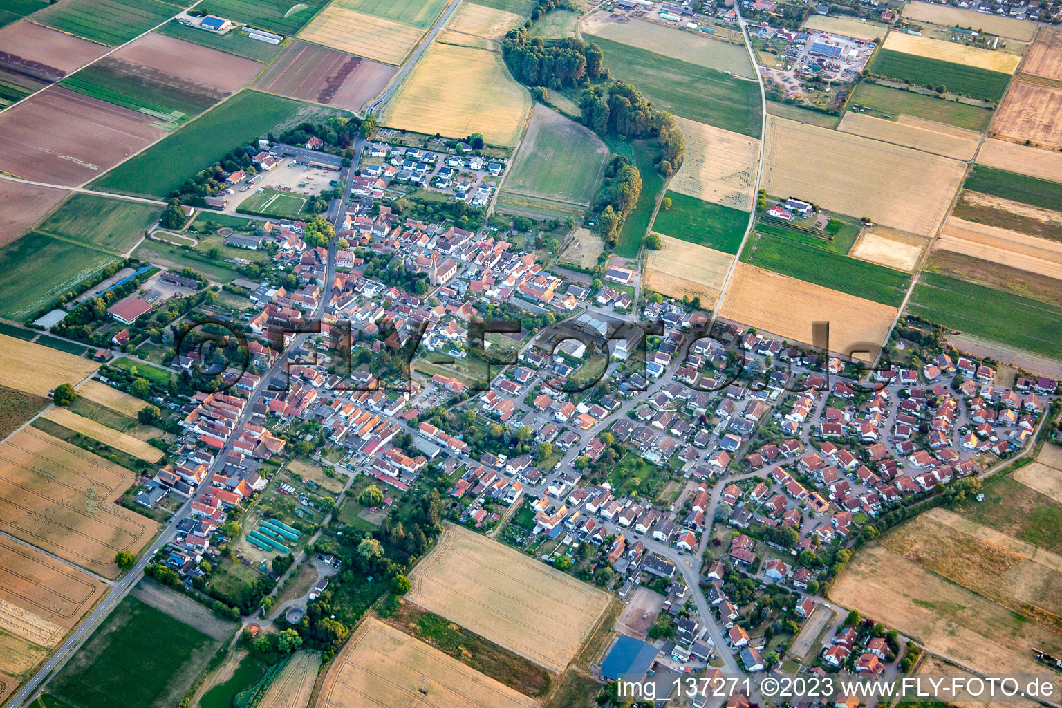 Luftbild von Von Nordosten in Knittelsheim im Bundesland Rheinland-Pfalz, Deutschland