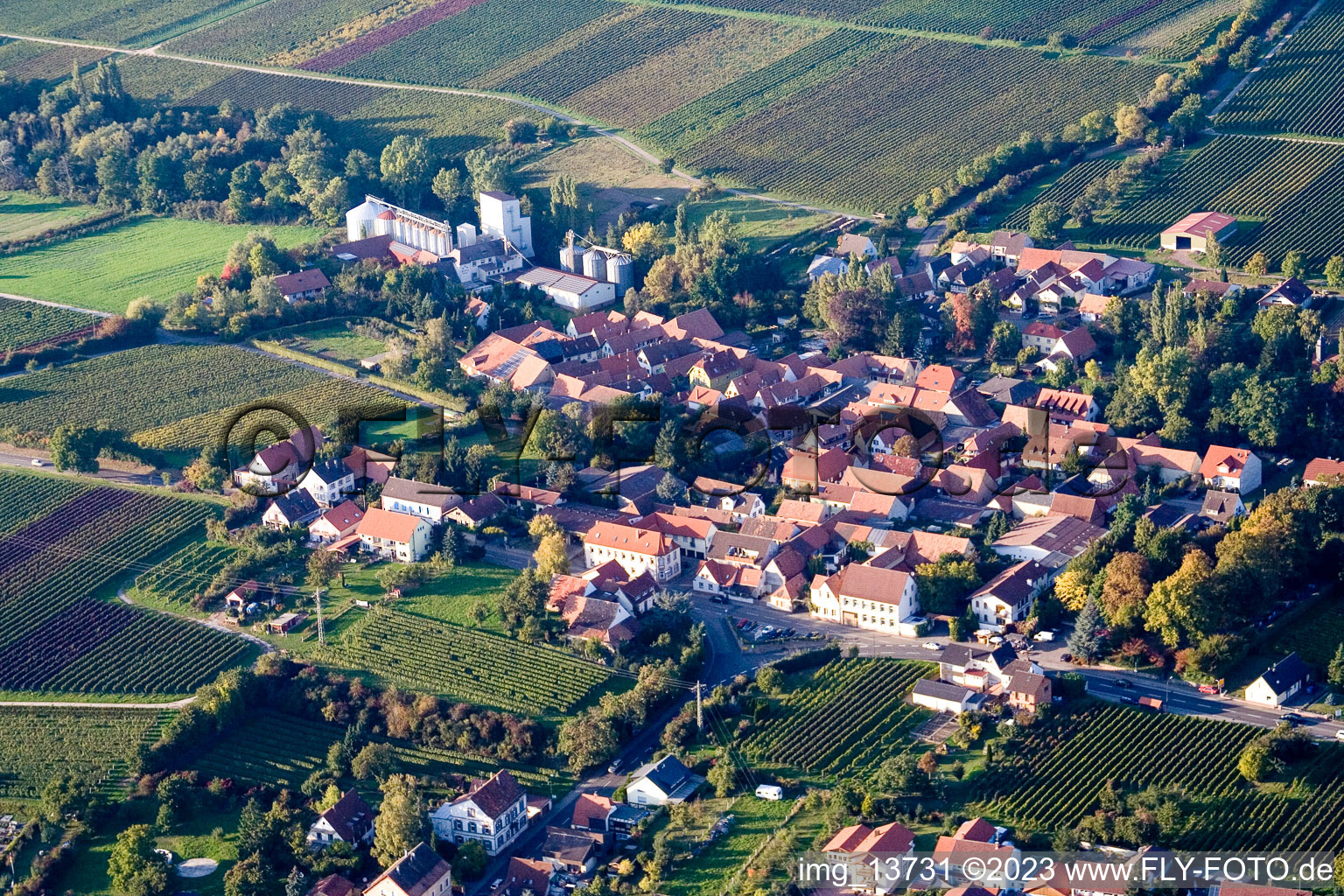 Luftbild von Ortsteil Appenhofen in Billigheim-Ingenheim im Bundesland Rheinland-Pfalz, Deutschland
