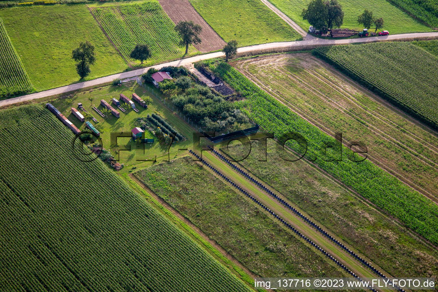Luftbild von Gartenanlage in Aschbach im Bundesland Bas-Rhin, Frankreich