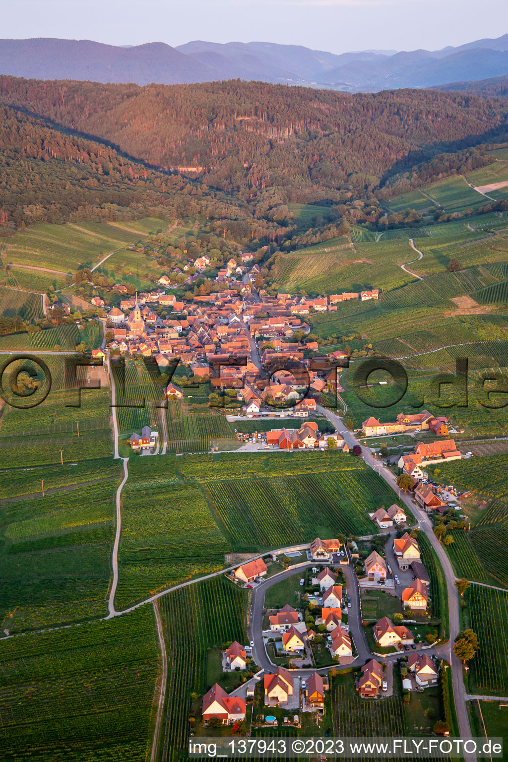 Luftbild von Blienschwiller im Bundesland Bas-Rhin, Frankreich