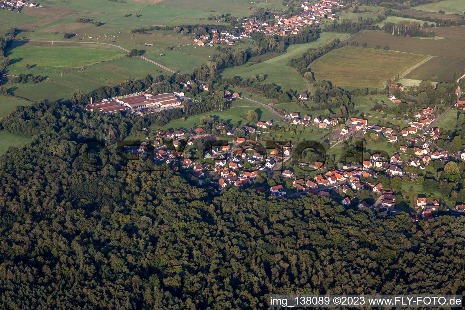 Biblisheim im Bundesland Bas-Rhin, Frankreich vom Flugzeug aus