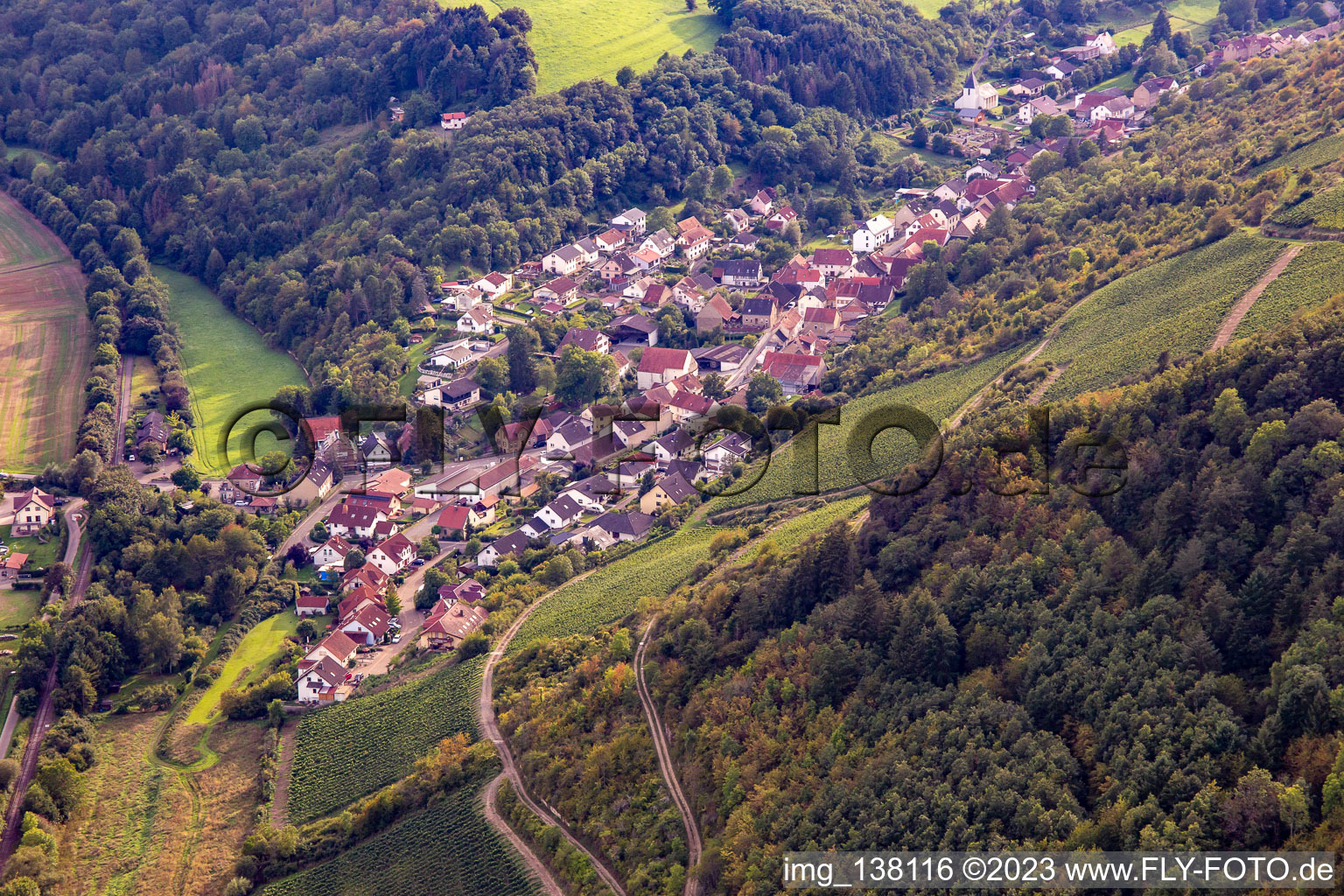 Schrägluftbild von Raumbach im Bundesland Rheinland-Pfalz, Deutschland