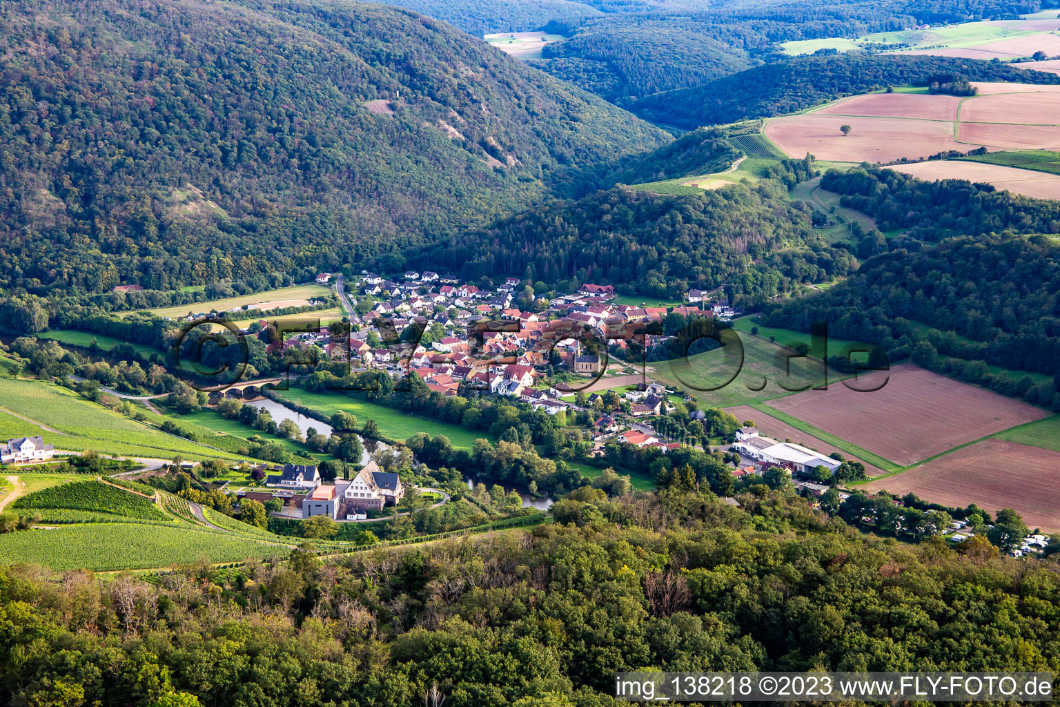 Luftbild von Von Nordwesten in Oberhausen an der Nahe im Bundesland Rheinland-Pfalz, Deutschland